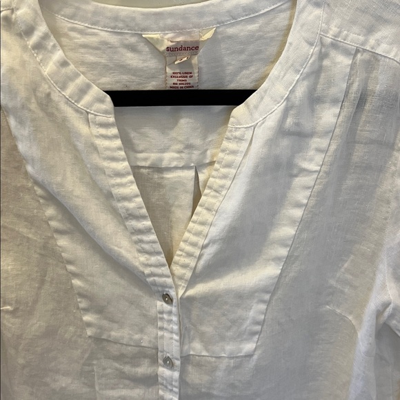 Sundance 100% Linen Top Size S White Long Sleeve Button Front Boho Coastal top - Picture 5 of 5
